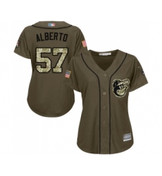 Women's Baltimore Orioles #57 Hanser Alberto Authentic Green Salute to Service Baseball Jersey