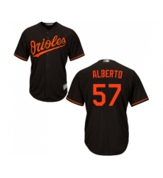 Youth Baltimore Orioles #57 Hanser Alberto Replica Black Alternate Cool Base Baseball Jersey