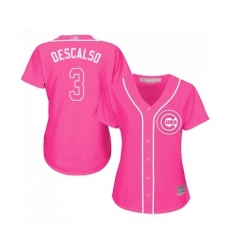 Women's Chicago Cubs #3 Daniel Descalso Authentic Pink Fashion Baseball Jersey