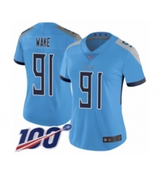 Women's Tennessee Titans #91 Cameron Wake Light Blue Alternate Vapor Untouchable Limited Player 100th Season Football Jersey