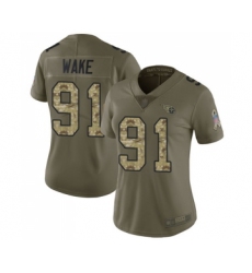 Women's Tennessee Titans #91 Cameron Wake Limited Olive Camo 2017 Salute to Service Football Jersey