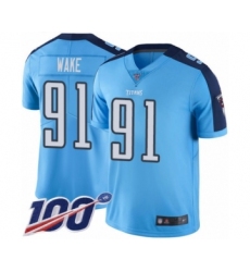Youth Tennessee Titans #91 Cameron Wake Limited Light Blue Rush Vapor Untouchable 100th Season Football Jersey