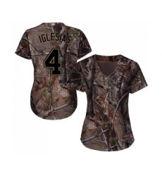 Women's Cincinnati Reds #4 Jose Iglesias Authentic Camo Realtree Collection Flex Base Baseball Jersey