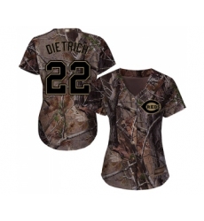 Women's Cincinnati Reds #22 Derek Dietrich Authentic Camo Realtree Collection Flex Base Baseball Jersey