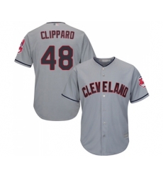 Men's Cleveland Indians #48 Tyler Clippard Replica Grey Road Cool Base Baseball Jersey