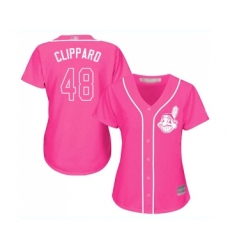 Women's Cleveland Indians #48 Tyler Clippard Replica Pink Fashion Cool Base Baseball Jersey