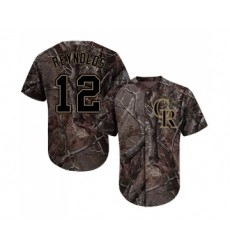 Men's Colorado Rockies #12 Mark Reynolds Authentic Camo Realtree Collection Flex Base Baseball Jersey
