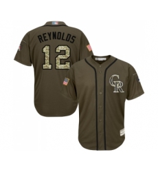 Youth Colorado Rockies #12 Mark Reynolds Authentic Green Salute to Service Baseball Jersey