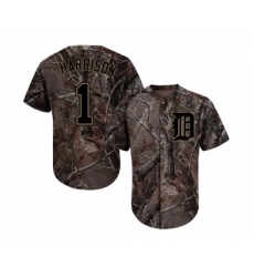 Men's Detroit Tigers #1 Josh Harrison Authentic Camo Realtree Collection Flex Base Baseball Jersey