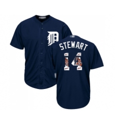 Men's Detroit Tigers #14 Christin Stewart Authentic Navy Blue Team Logo Fashion Cool Base Baseball Jersey