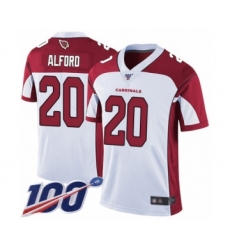 Men's Arizona Cardinals #20 Robert Alford White Vapor Untouchable Limited Player 100th Season Football Jersey