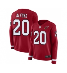 Women's Arizona Cardinals #20 Robert Alford Limited Red Therma Long Sleeve Football Jersey