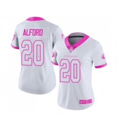 Women's Arizona Cardinals #20 Robert Alford Limited White Pink Rush Fashion Football Jersey