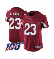 Women's Arizona Cardinals #23 Robert Alford Red Team Color Vapor Untouchable Limited Player 100th Season Football Jersey