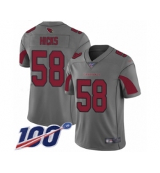 Youth Arizona Cardinals #58 Jordan Hicks Limited Silver Inverted Legend 100th Season Football Jersey
