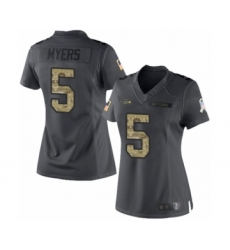 Women's Seattle Seahawks #5 Jason Myers Limited Black 2016 Salute to Service Football Jersey