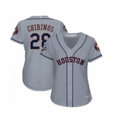 Women's Houston Astros #28 Robinson Chirinos Authentic Grey Road Cool Base 2019 World Series Bound Baseball Jersey