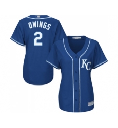 Women's Kansas City Royals #2 Chris Owings Replica Blue Alternate 2 Cool Base Baseball Jersey