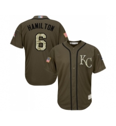 Youth Kansas City Royals #6 Billy Hamilton Authentic Green Salute to Service Baseball Jersey