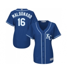 Women's Kansas City Royals #16 Martin Maldonado Replica Blue Alternate 2 Cool Base Baseball Jersey