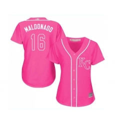 Women's Kansas City Royals #16 Martin Maldonado Replica Pink Fashion Cool Base Baseball Jersey