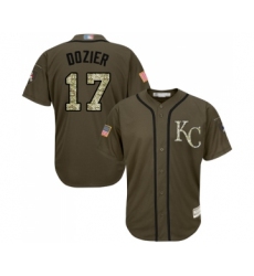 Men's Kansas City Royals #17 Hunter Dozier Authentic Green Salute to Service Baseball Jersey