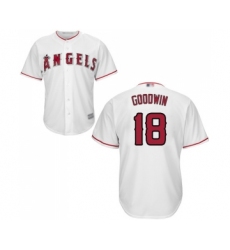 Youth Los Angeles Angels of Anaheim #18 Brian Goodwin Replica White Home Cool Base Baseball Jersey