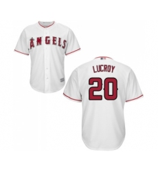 Youth Los Angeles Angels of Anaheim #20 Jonathan Lucroy Replica White Home Cool Base Baseball Jersey
