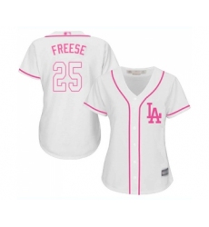 Women's Los Angeles Dodgers #25 David Freese Authentic White Fashion Cool Base Baseball Jersey