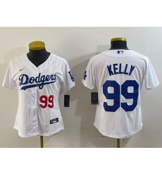 Women's Los Angeles Dodgers #99 Joe Kelly Number White Stitched Cool Base Nike Jersey