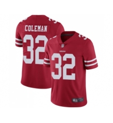 Men's San Francisco 49ers #32 Tevin Coleman Red Team Color Vapor Untouchable Limited Player Football Jersey