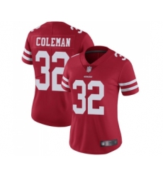 Women's San Francisco 49ers #32 Tevin Coleman Red Team Color Vapor Untouchable Limited Player Football Jersey