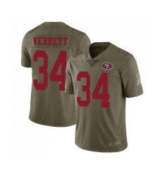 Men's San Francisco 49ers #34 Jason Verrett Limited Olive 2017 Salute to Service Football Jersey