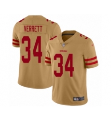 Women's San Francisco 49ers #34 Jason Verrett Limited Gold Inverted Legend Football Jersey
