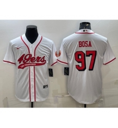 Men's San Francisco 49ers #97 Nick Bosa New White With Patch Cool Base Stitched Baseball Jersey