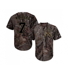 Youth Miami Marlins #7 Deven Marrero Authentic Camo Realtree Collection Flex Base Baseball Jersey
