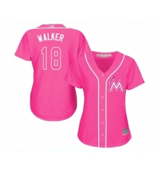 Women's Miami Marlins #18 Neil Walker Replica Pink Fashion Cool Base Baseball Jersey