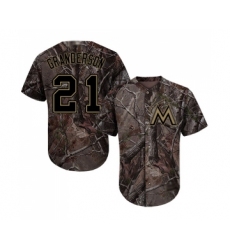 Youth Miami Marlins #21 Curtis Granderson Authentic Camo Realtree Collection Flex Base Baseball Jersey