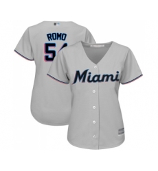 Women's Miami Marlins #54 Sergio Romo Replica Grey Road Cool Base Baseball Jersey