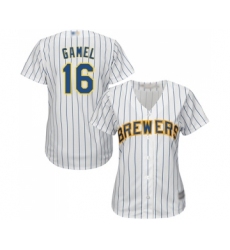 Women's Milwaukee Brewers #16 Ben Gamel Replica White Home Cool Base Baseball Jersey
