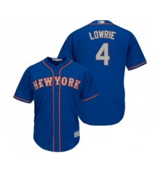 Men's New York Mets #4 Jed Lowrie Replica Royal Blue Alternate Road Cool Base Baseball Jersey