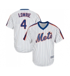 Men's New York Mets #4 Jed Lowrie Replica White Alternate Cool Base Baseball Jersey