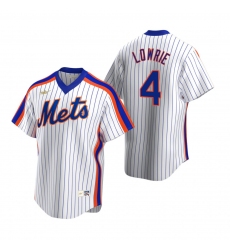 Men's Nike New York Mets #4 Jed Lowrie White Cooperstown Collection Home Stitched Baseball Jersey