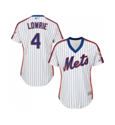 Women's New York Mets #4 Jed Lowrie Authentic White Alternate Cool Base Baseball Jersey