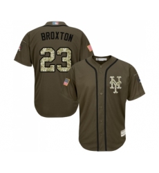 Men's New York Mets #23 Keon Broxton Authentic Green Salute to Service Baseball Jersey