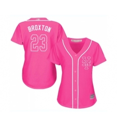 Women's New York Mets #23 Keon Broxton Authentic Pink Fashion Cool Base Baseball Jersey