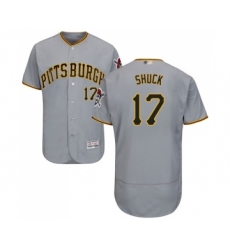 Men's Pittsburgh Pirates #17 JB Shuck Grey Road Flex Base Authentic Collection Baseball Jersey