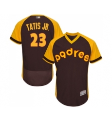 Men's San Diego Padres #23 Fernando Tatis Jr. Brown Alternate Cooperstown Authentic Collection Flex Base Baseball Jersey