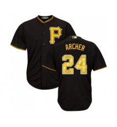Men's Pittsburgh Pirates #24 Chris Archer Authentic Black Team Logo Fashion Cool Base Baseball Jersey