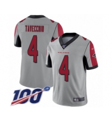 Men's Atlanta Falcons #4 Giorgio Tavecchio Limited Silver Inverted Legend 100th Season Football Jersey